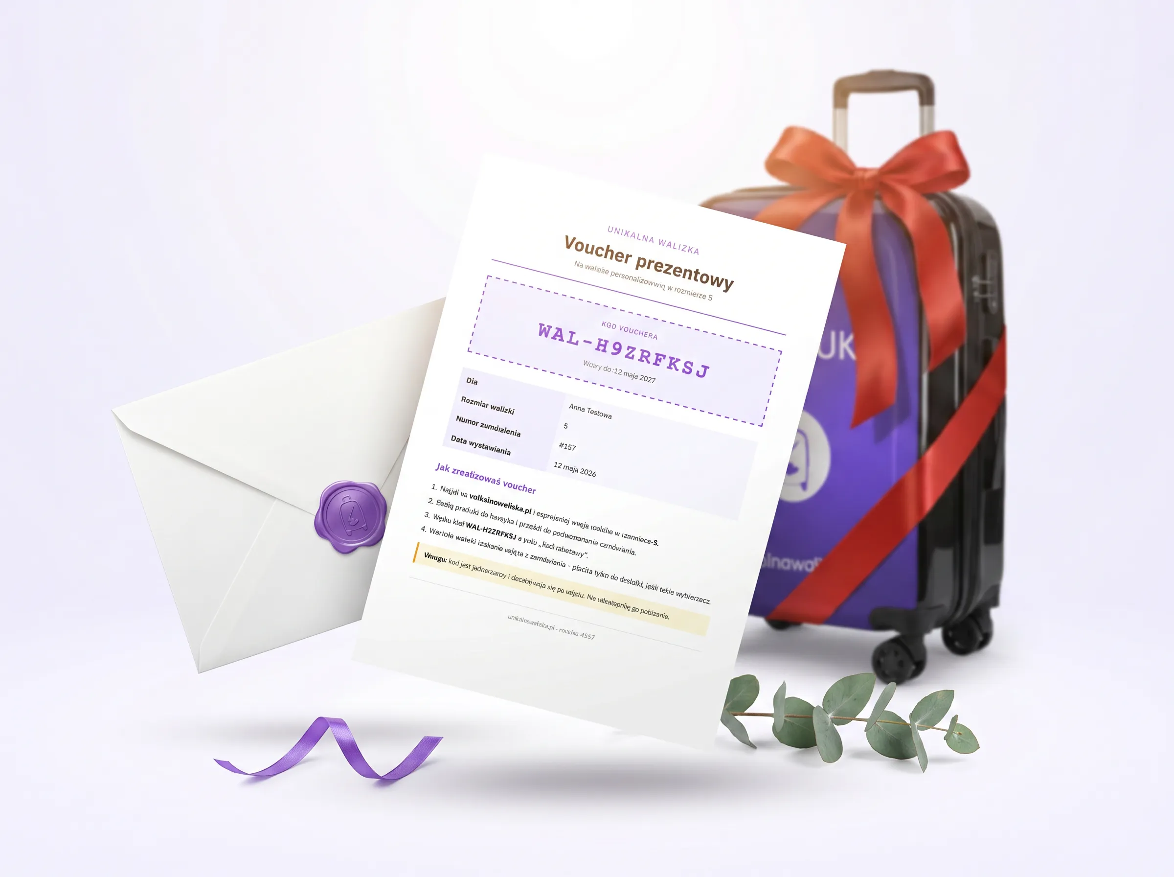 Zamówienie vouchera na personalizowaną walizkę